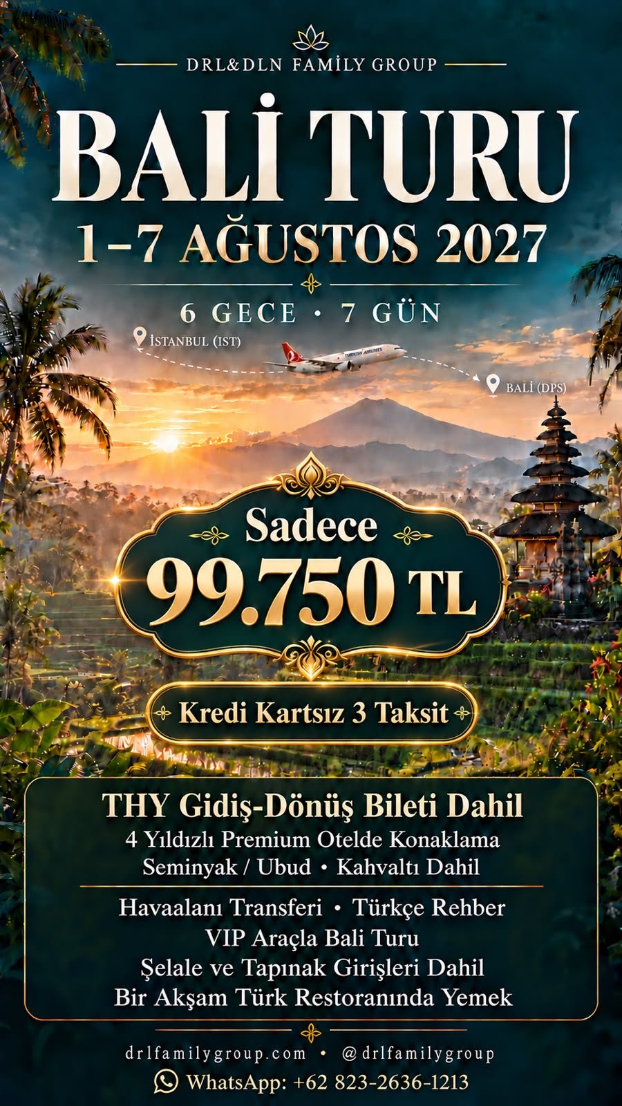 Bali Turu 1-7 Ağustos 2027